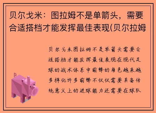 贝尔戈米：图拉姆不是单箭头，需要合适搭档才能发挥最佳表现(贝尔拉姆塞)